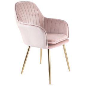 Beauty & Nail Salon Chair, Valure Velvet Pink & Gold Seat